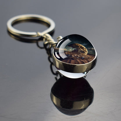 Unique Full Crescent Moon Keyring - Night Starry Sky Jewelry - Double Side Glass Ball Key Chain - Perfect Moon Lovers Gift 8