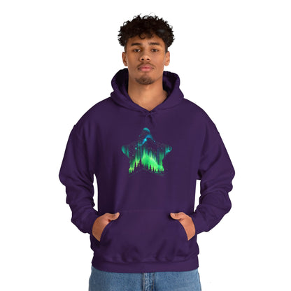 Aurora Borealis Unisex Heavy Blend™ Hooded Sweatshirt - Northern Lights Arctic Magical Night Starry Sky Forest Tree Nature Adventure - Autumn Fall T-shirt - Aurora Gift