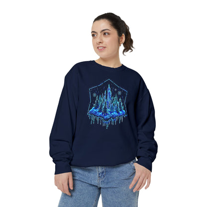 Snowflake Winter Snow Unisex Garment-Dyed Sweatshirt - Magical Night Starry Sky Nature Adventure Holiday - Autumn Fall T-shirt - Nature Gift