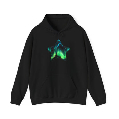 Aurora Borealis Unisex Heavy Blend™ Hooded Sweatshirt - Northern Lights Arctic Magical Night Starry Sky Forest Tree Nature Adventure - Autumn Fall T-shirt - Aurora Gift