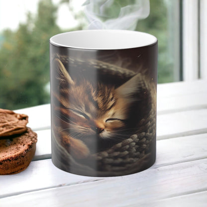 Enchanting Cat Kitten Heat Sensitive Mug - Lovely Pet Magic Morphing Mug 11oz - Coffee Tea Cup - Perfect Gift for Pet Lovers 12