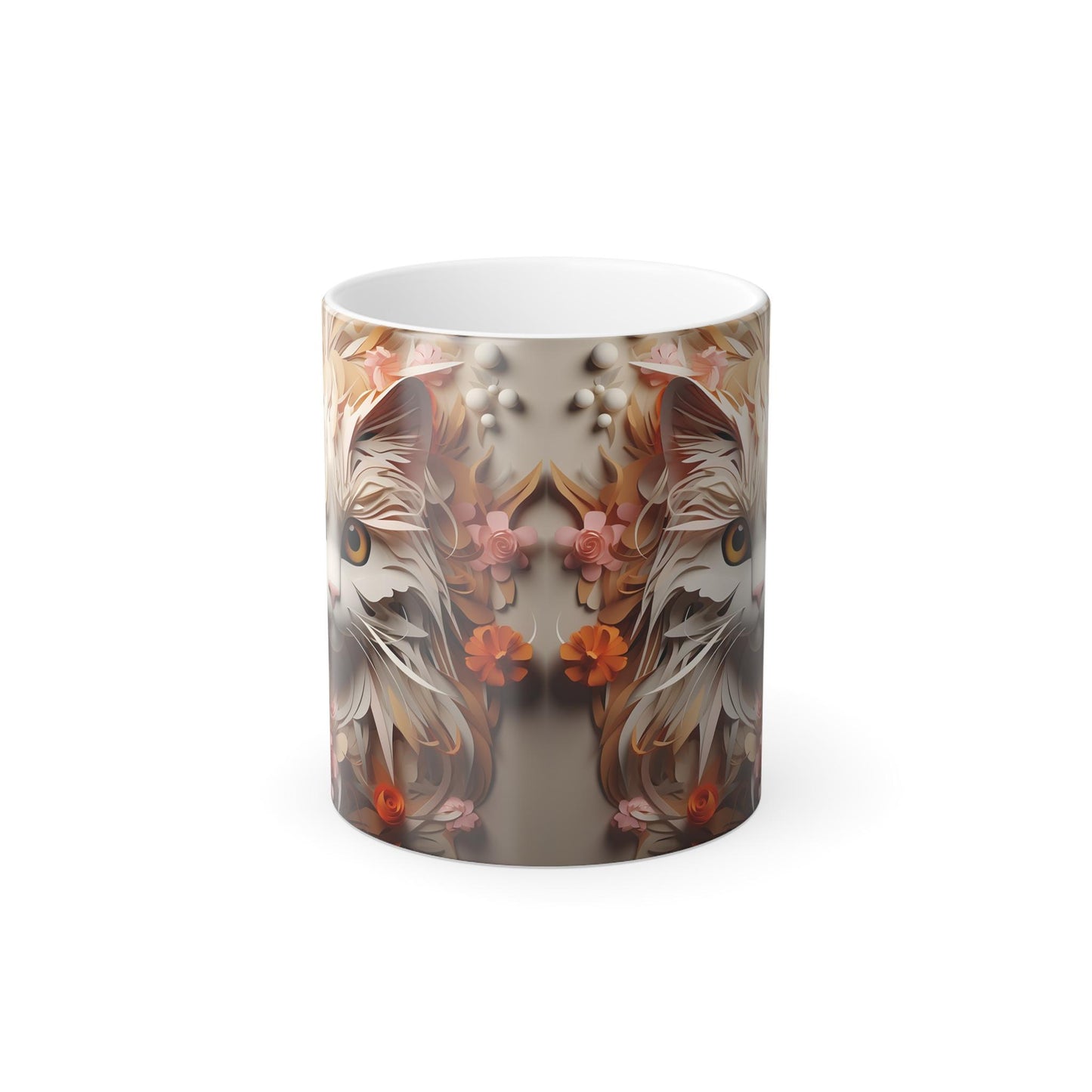 Tasse sensible à la chaleur pour chaton enchanteur - Belle tasse de morphing magique pour animaux de compagnie 11 oz - Tasse à thé au café - Cadeau parfait pour les amoureux des animaux de compagnie 10 