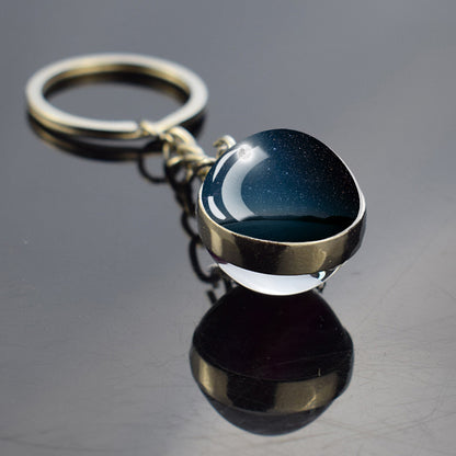 Unique Full Crescent Moon Keyring - Night Starry Sky Jewelry - Double Side Glass Ball Key Chain - Perfect Moon Lovers Gift 5