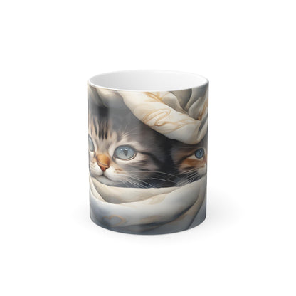 Enchanting Cat Kitten Heat Sensitive Mug - Lovely Pet Magic Morphing Mug 11oz - Coffee Tea Cup - Perfect Gift for Pet Lovers 12