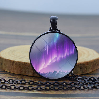 Unique Aurora Borealis Black Necklace - Northern Light Jewelry - Glass Dome Pendent Necklace - Perfect Aurora Lovers Gift 28