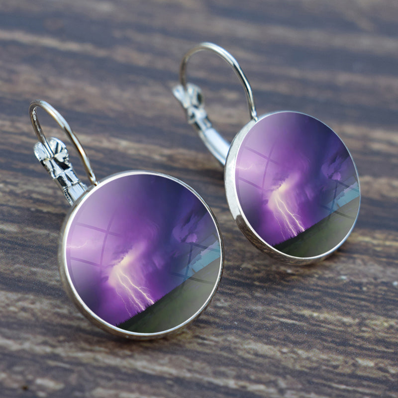 Unique Aurora Borealis Hook Earrings - Northern Lights Jewelry - Glass Cabochon Drop Earrings - Perfect Aurora Lovers Gift 26