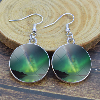 Unique Aurora Borealis Drop Earrings - Northern Lights Jewelry - Glass Cabochon Dangle Earrings - Perfect Aurora Lovers Gift 32
