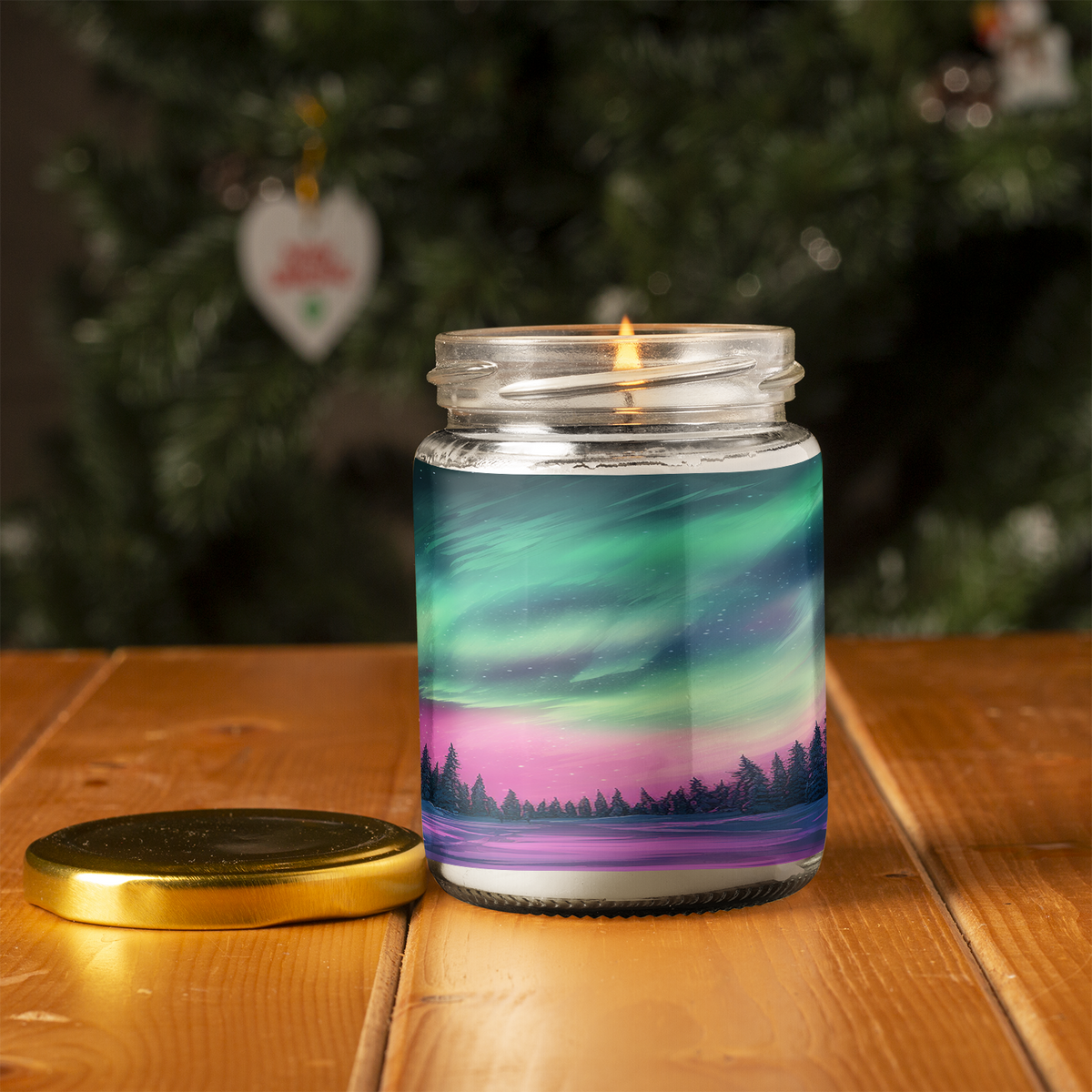 Aurora Borealis 8oz Candle: Lotus, Green Tea, Lavender Scents