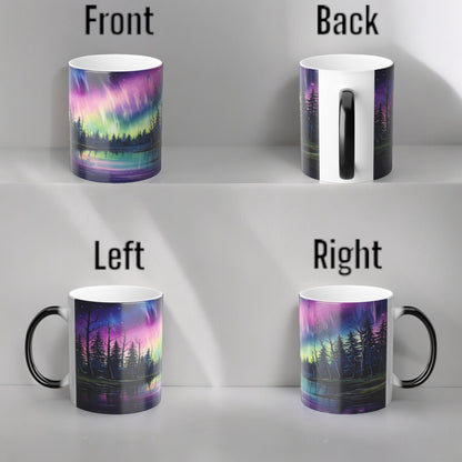 Förtrollande Aurora Borealis värmekänslig mugg - Northern Lights Magic Color Morphing Mugg 11oz - Värmereaktiv natthimmel kaffekopp - perfekt present till naturälskare