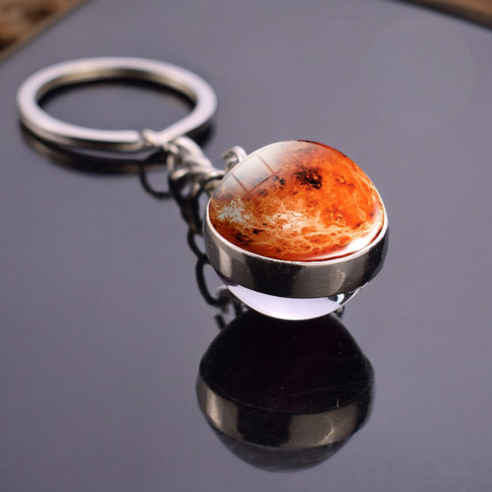 Solar System Key Chain Solar System Keyring - Cosmos Jewelry - Double-Sided Glass Ball Gift ...