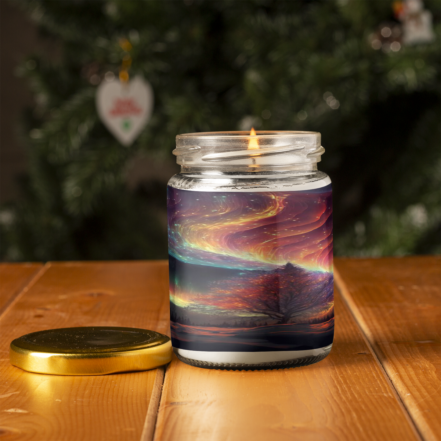 Aurora Borealis Scented Candle | 8oz Candle Jar | Lotus & Green Tea & Lavender Scents | Northern Light Souvenir | Night Sky Charm | Amazing Soft Scents | Perfect Aurora Lovers Gift