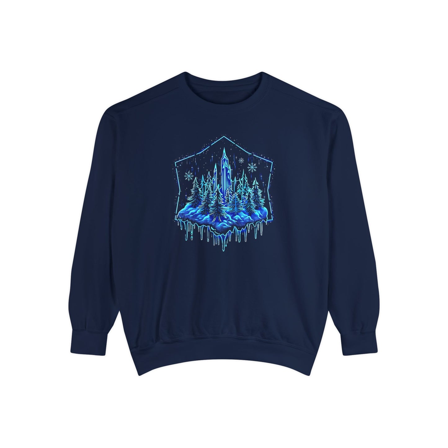 Snowflake Winter Snow Unisex Garment-Dyed Sweatshirt - Magical Night Starry Sky Nature Adventure Holiday - Autumn Fall T-shirt - Nature Gift