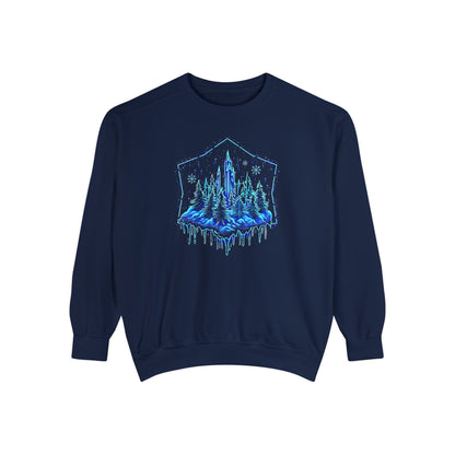 Snowflake Winter Snow Unisex Garment-Dyed Sweatshirt - Magical Night Starry Sky Nature Adventure Holiday - Autumn Fall T-shirt - Nature Gift