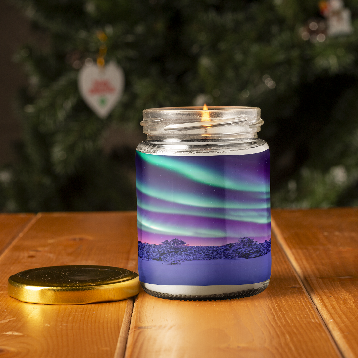 Aurora Borealis Scented Candle | 8oz Candle Jar | Lotus & Green Tea & Lavender Scents | Northern Light Souvenir | Night Sky Charm | Amazing Soft Scents | Perfect Aurora Lovers Gift