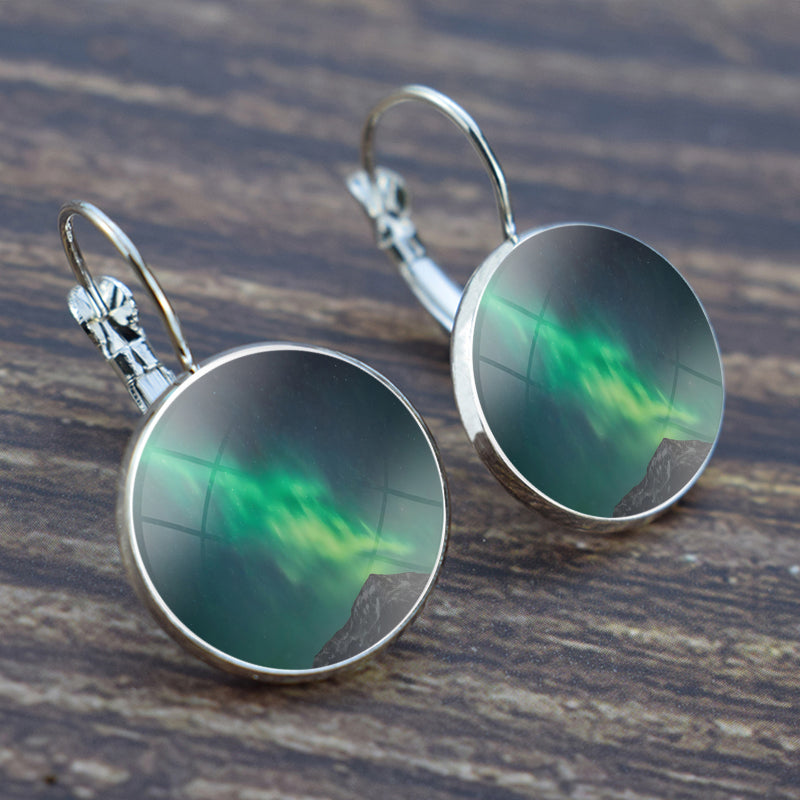 Unique Aurora Borealis Hook Earrings - Northern Lights Jewelry - Glass Cabochon Drop Earrings - Perfect Aurora Lovers Gift 32
