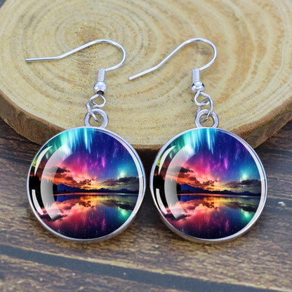 Boucles d’oreilles uniques Aurora Borealis Drop - Bijoux Northern Lights - Boucles d’oreilles Dangle Cabochon en verre - Perfect Aurora Lovers Gift 31 