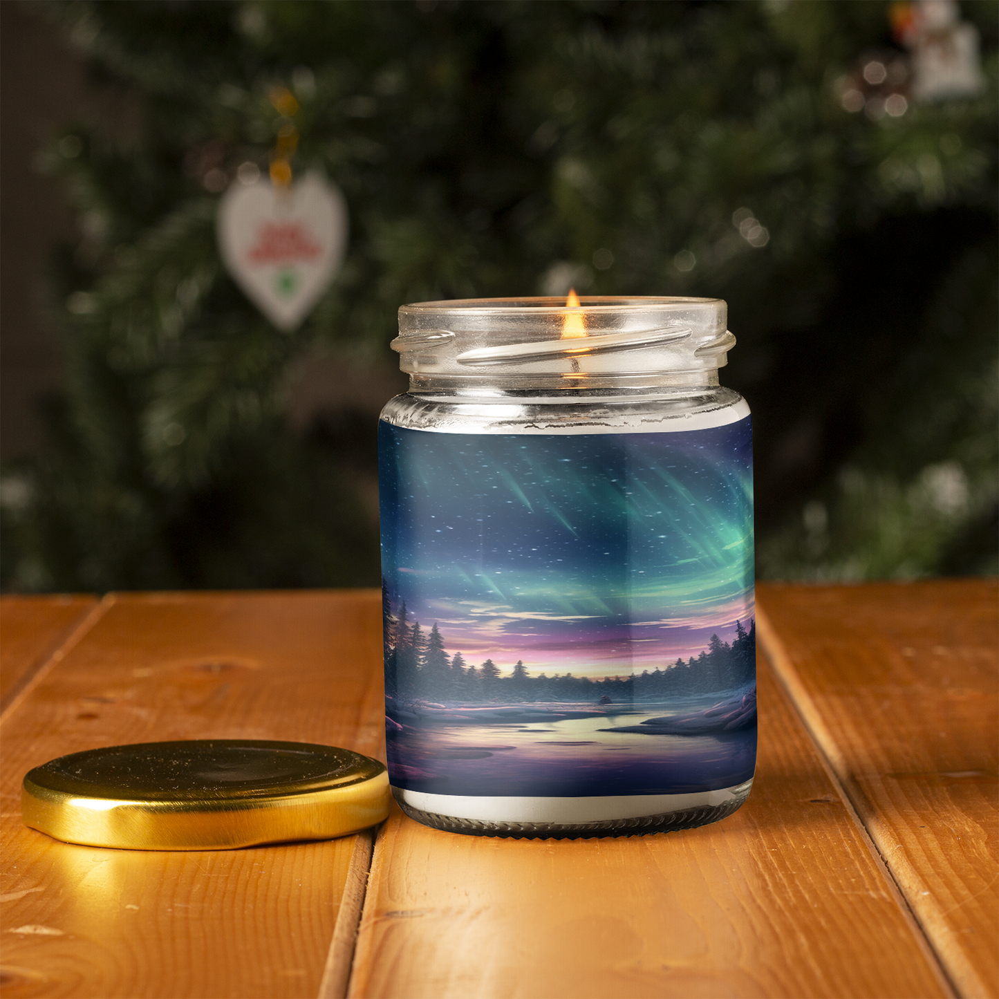 Aurora Borealis Scented Candle | 8oz Candle Jar | Lotus & Green Tea & Lavender Scents | Northern Light Souvenir | Night Sky Charm | Amazing Soft Scents | Perfect Aurora Lovers Gift