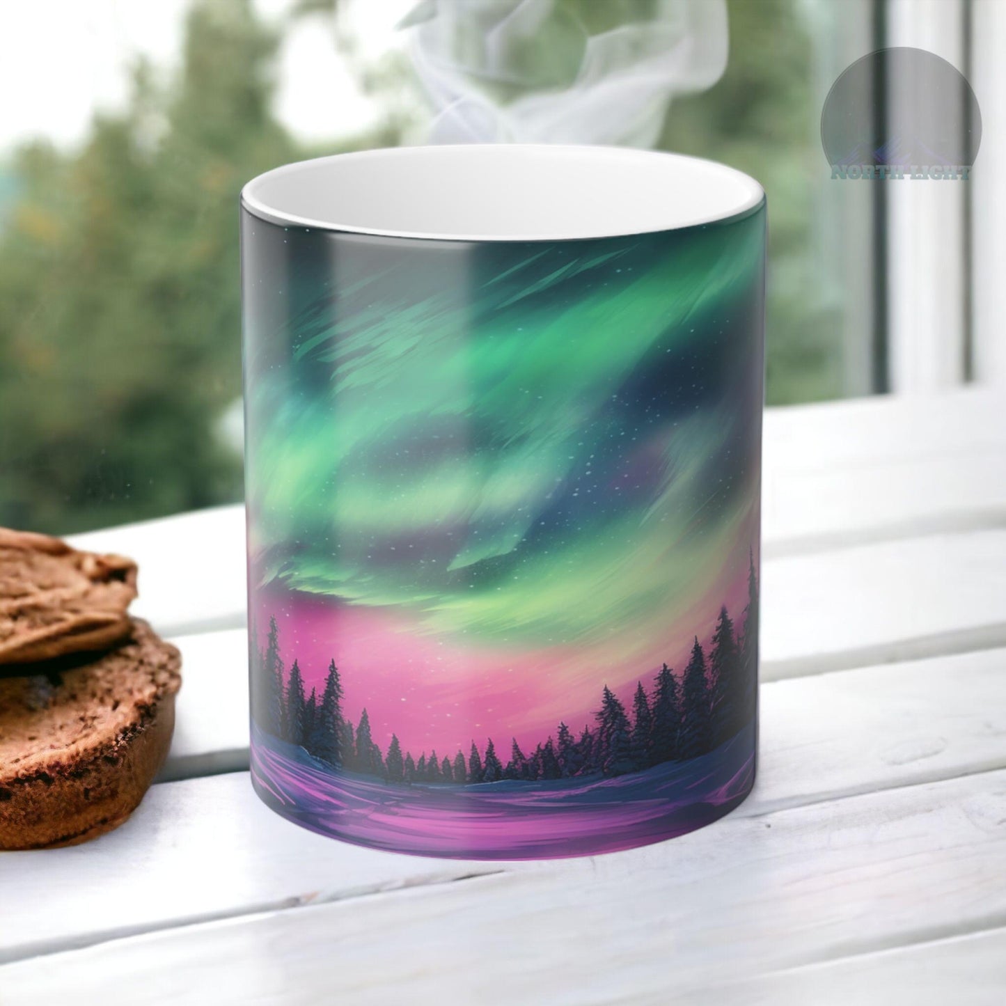 Enchanting Aurora Borealis karstumjutīga krūze - Northern Lights Magic Color Morphing krūze 11 unces - Heat Reactive Night Sky kafijas tase - lieliska dāvana dabas mīļotājiem