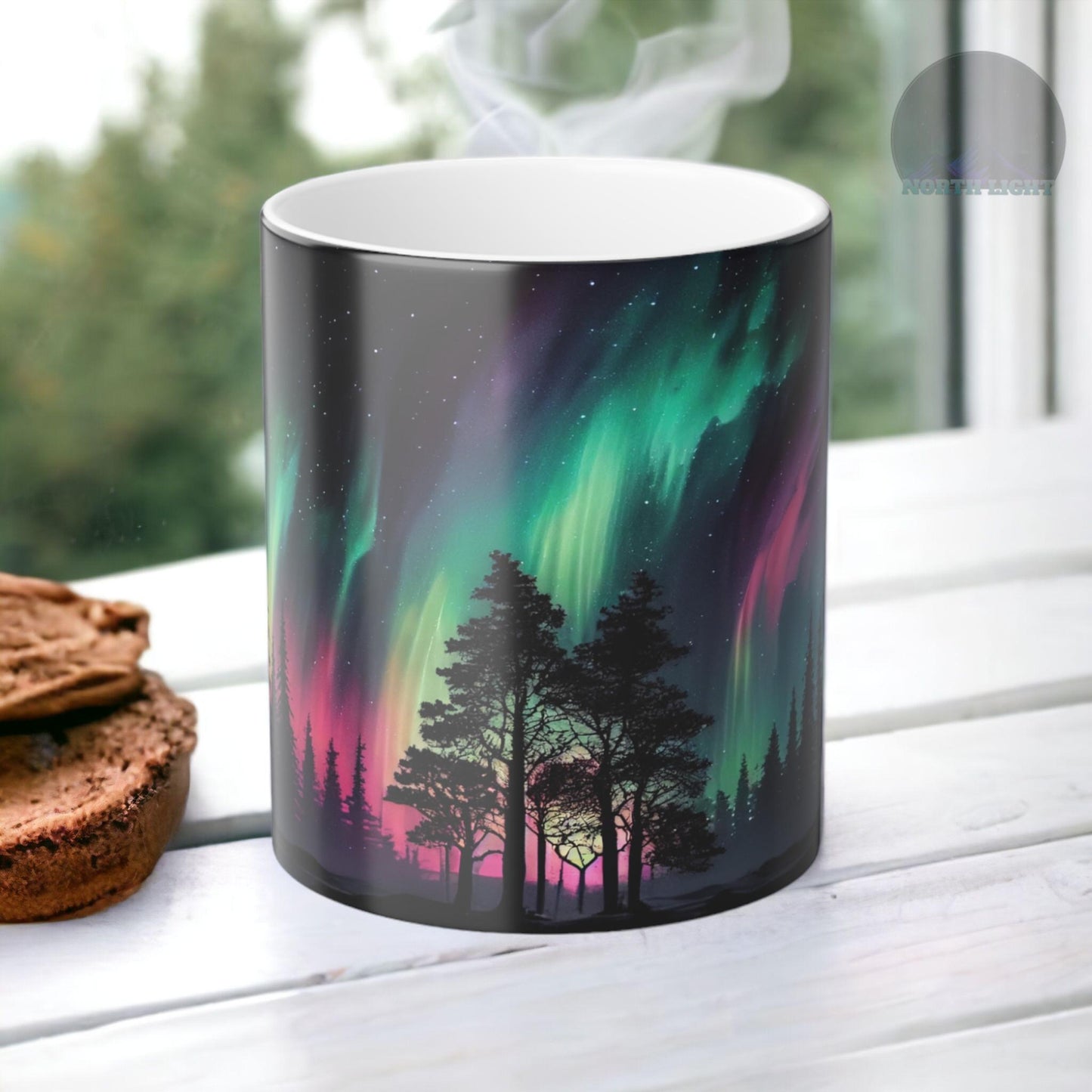 Enchanting Aurora Borealis karstumjutīga krūze - Northern Lights Magic Color Morphing krūze 11 unces - Heat Reactive Night Sky kafijas tase - lieliska dāvana dabas mīļotājiem