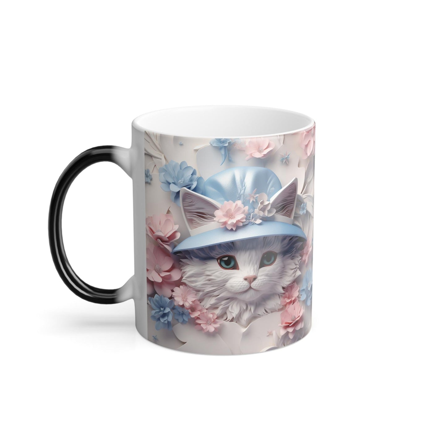 Tasse sensible à la chaleur pour chaton enchanteur - Belle tasse de morphing magique pour animaux de compagnie 11 oz - Tasse à thé au café - Cadeau parfait pour les amoureux des animaux de compagnie 10 