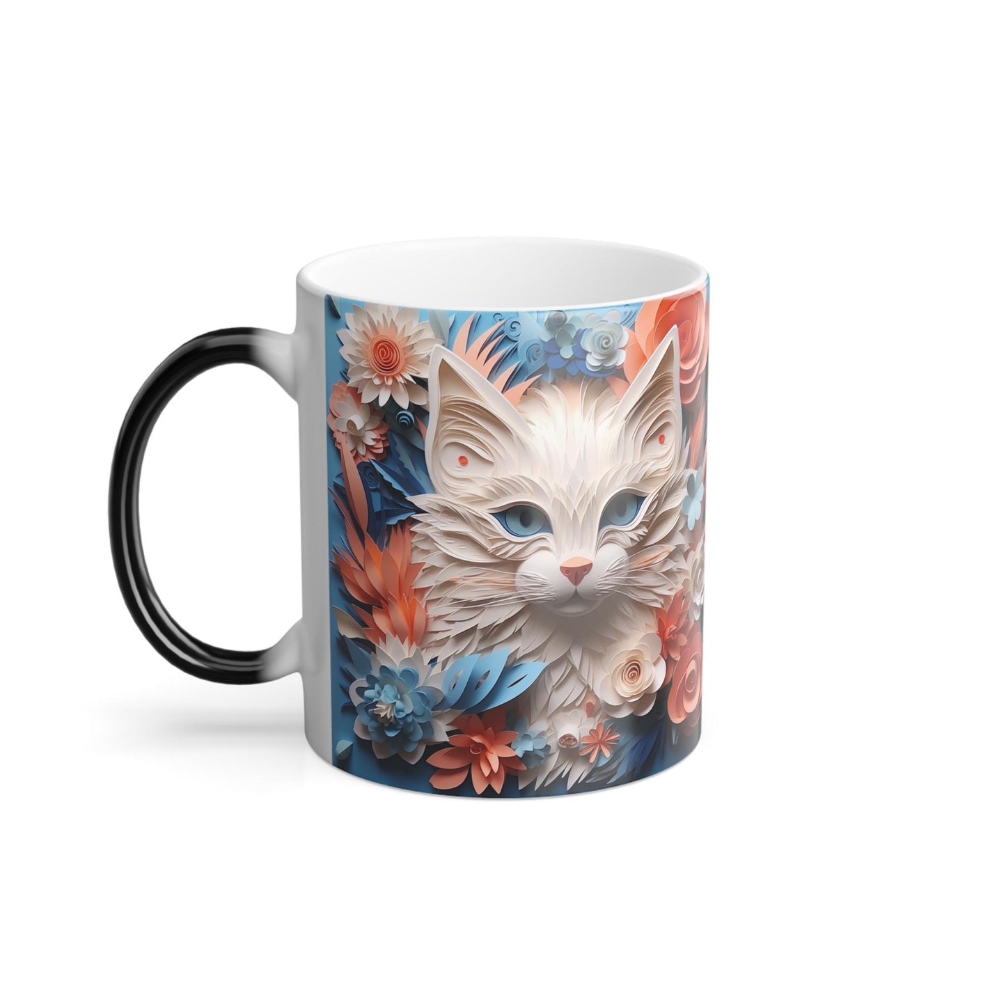 Tasse sensible à la chaleur pour chaton enchanteur - Belle tasse de morphing magique pour animaux de compagnie 11 oz - Tasse à thé au café - Cadeau parfait pour les amoureux des animaux de compagnie 10 