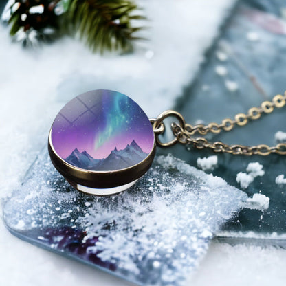 Unique Aurora Borealis Silver Necklace - Northern Light Jewelry - Double Side Glass Ball Pendent Necklace - Perfect Aurora Lovers Gift 28