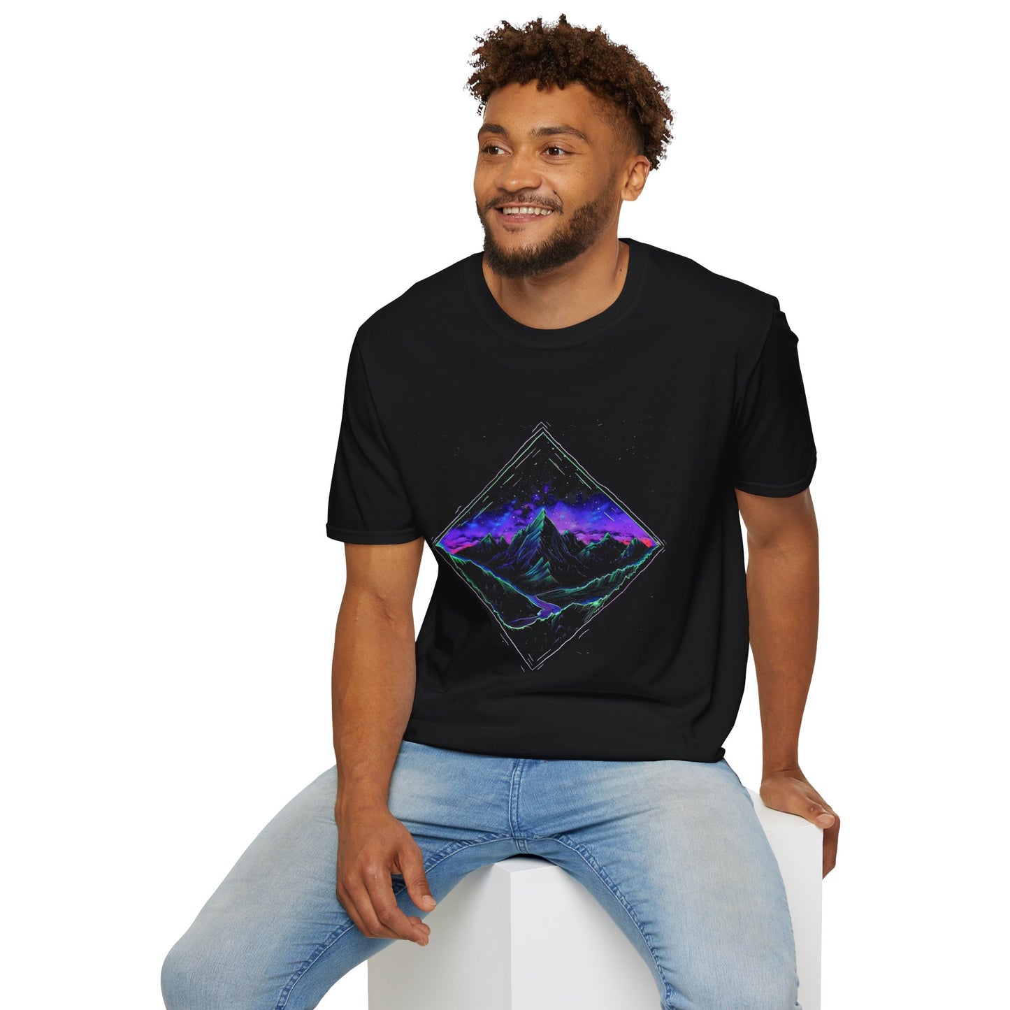 Aurora Borealis Unisex Softstyle T-Shirt - Gildan 64000 - Northern Lights Arctic Mountain River Nature Night Sky Adventure - Autumn Fall T-shirt - Aurora Gift