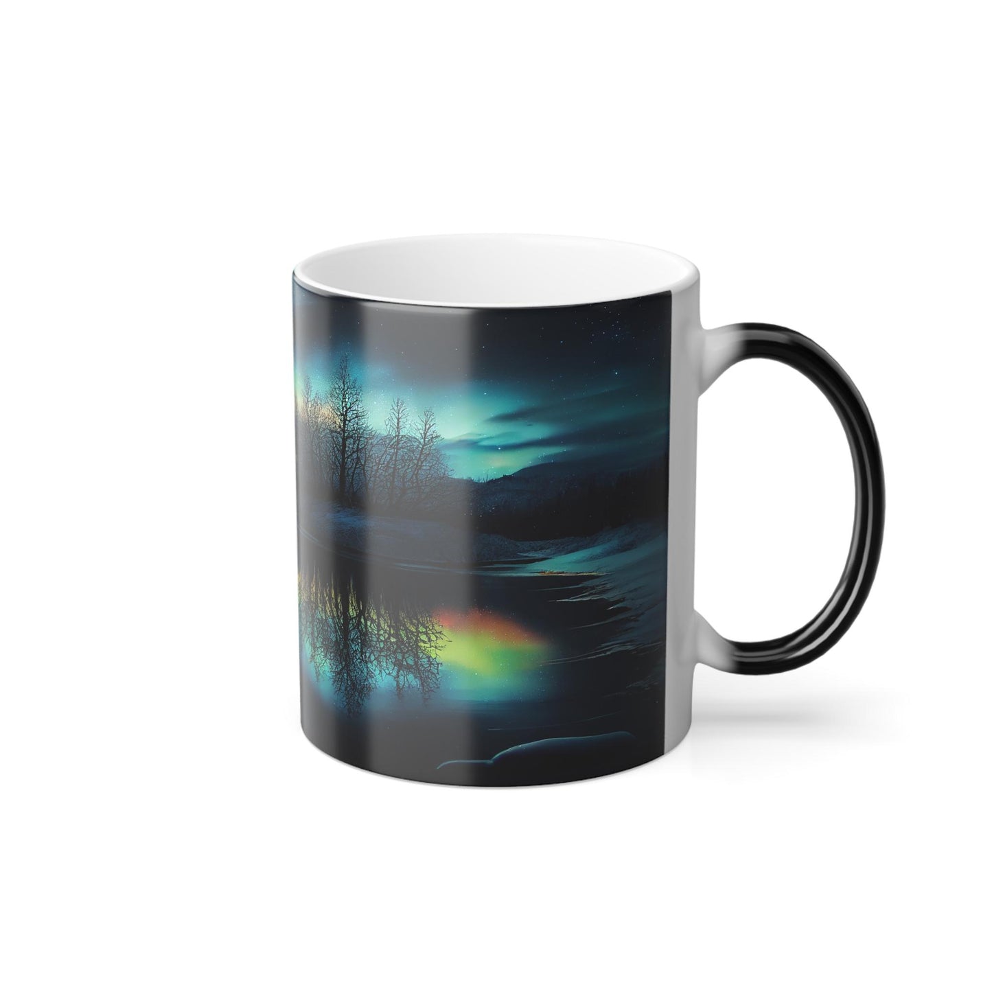 Enchanting Aurora Borealis Heat Sensitive Mug - Northern Lights Magic Color Morphing Mug 11oz - Heat Reactive Night Sky Coffee Cup - Perfect Gift for Nature Lovers 18