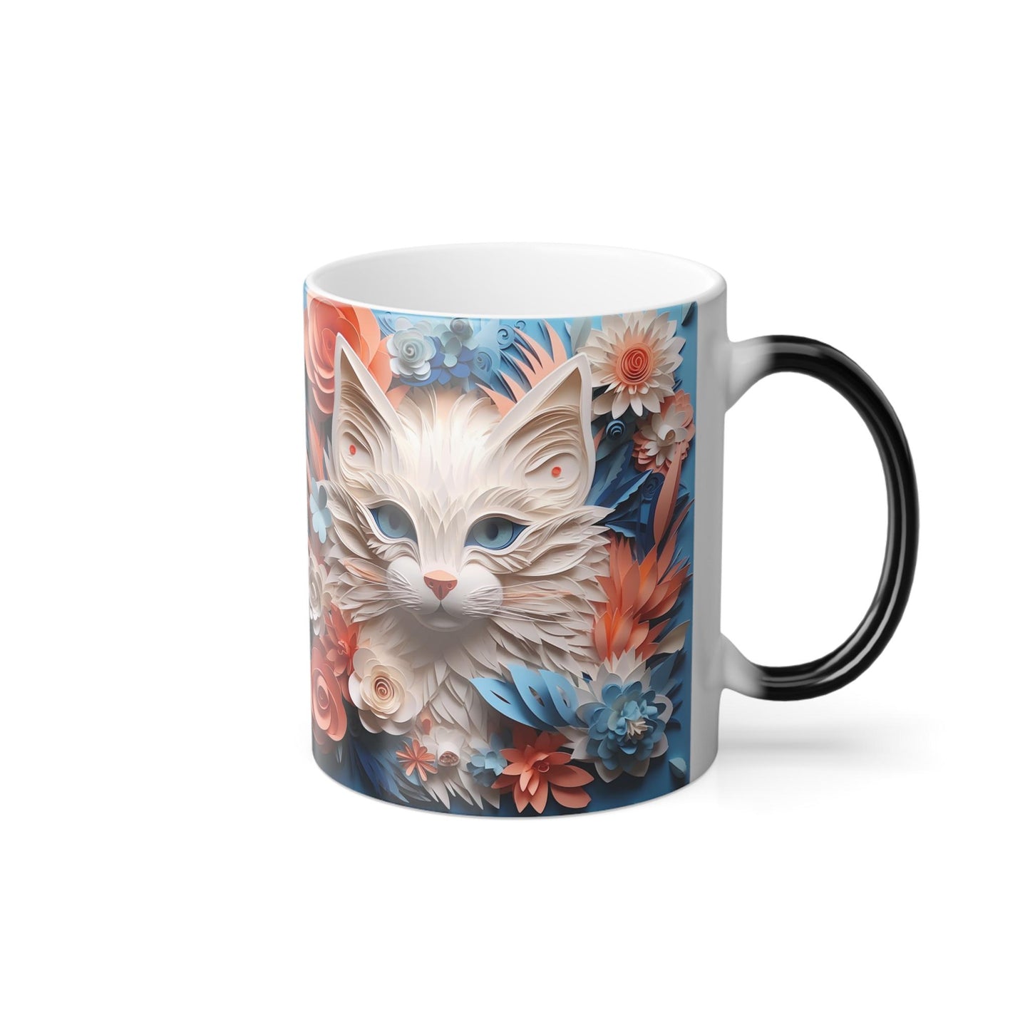 Tasse sensible à la chaleur pour chaton enchanteur - Belle tasse de morphing magique pour animaux de compagnie 11 oz - Tasse à thé au café - Cadeau parfait pour les amoureux des animaux de compagnie 10 