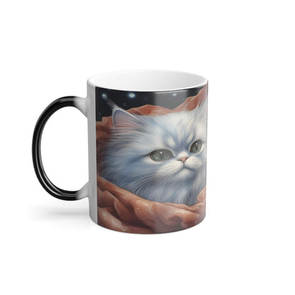 Enchanting Cat Kitten Heat Sensitive Mug - Lovely Pet Magic Morphing Mug 11oz - Coffee Tea Cup - Perfect Gift for Pet Lovers 12