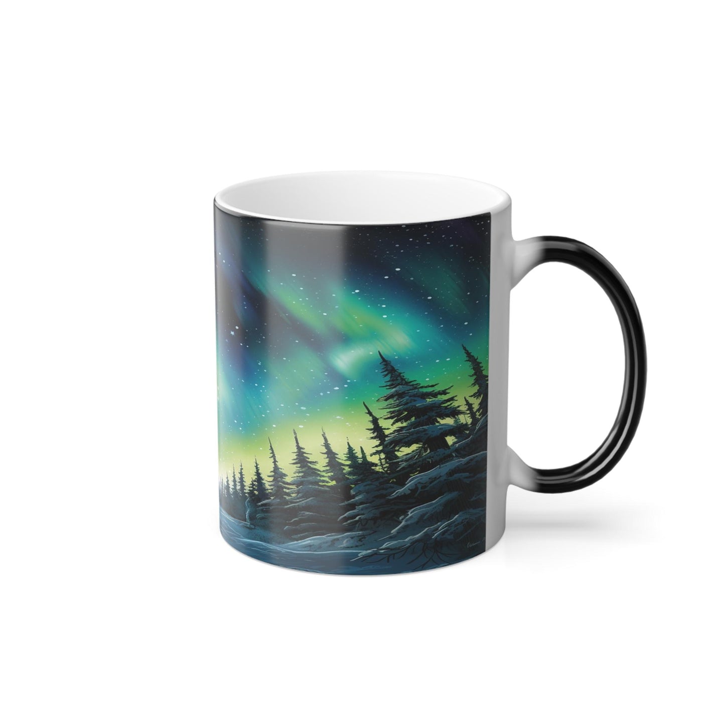 Enchanting Aurora Borealis Heat Sensitive Mug - Northern Lights Magic Color Morphing Mug 11oz - Heat Reactive Night Sky Coffee Cup - Perfect Gift for Nature Lovers 16