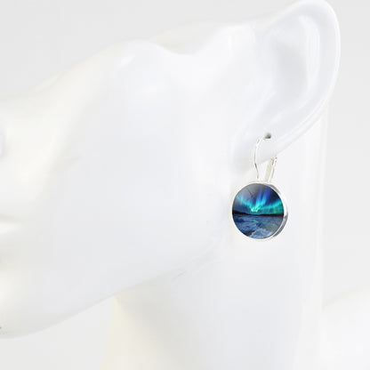 Unique Aurora Borealis Hook Earrings - Northern Lights Jewelry - Glass Cabochon Drop Earrings - Perfect Aurora Lovers Gift 31