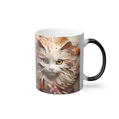 Tasse sensible à la chaleur pour chaton enchanteur - Belle tasse de morphing magique pour animaux de compagnie 11 oz - Tasse à thé au café - Cadeau parfait pour les amoureux des animaux de compagnie 10 