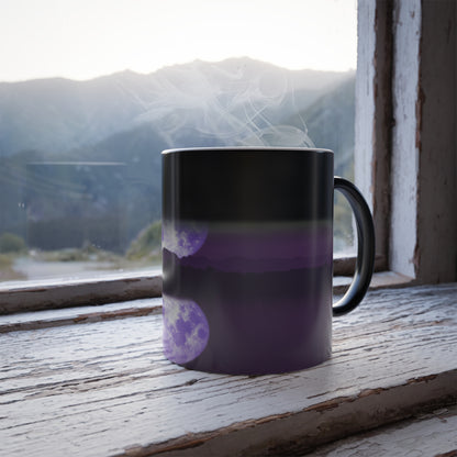 Unveil the Moon: Heat-Sensitive & Scenic Mugs - Pink Purple Blue  Moon Dreams Coffee Mugs