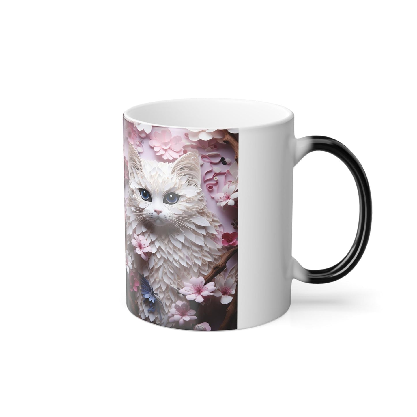 Tasse sensible à la chaleur pour chaton enchanteur - Belle tasse de morphing magique pour animaux de compagnie 11 oz - Tasse à thé au café - Cadeau parfait pour les amoureux des animaux de compagnie 10 