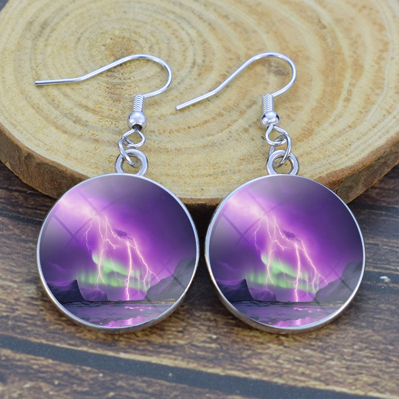 Boucles d’oreilles uniques Aurora Borealis Drop - Bijoux Northern Lights - Boucles d’oreilles Dangle Cabochon en verre - Perfect Aurora Lovers Gift 26 