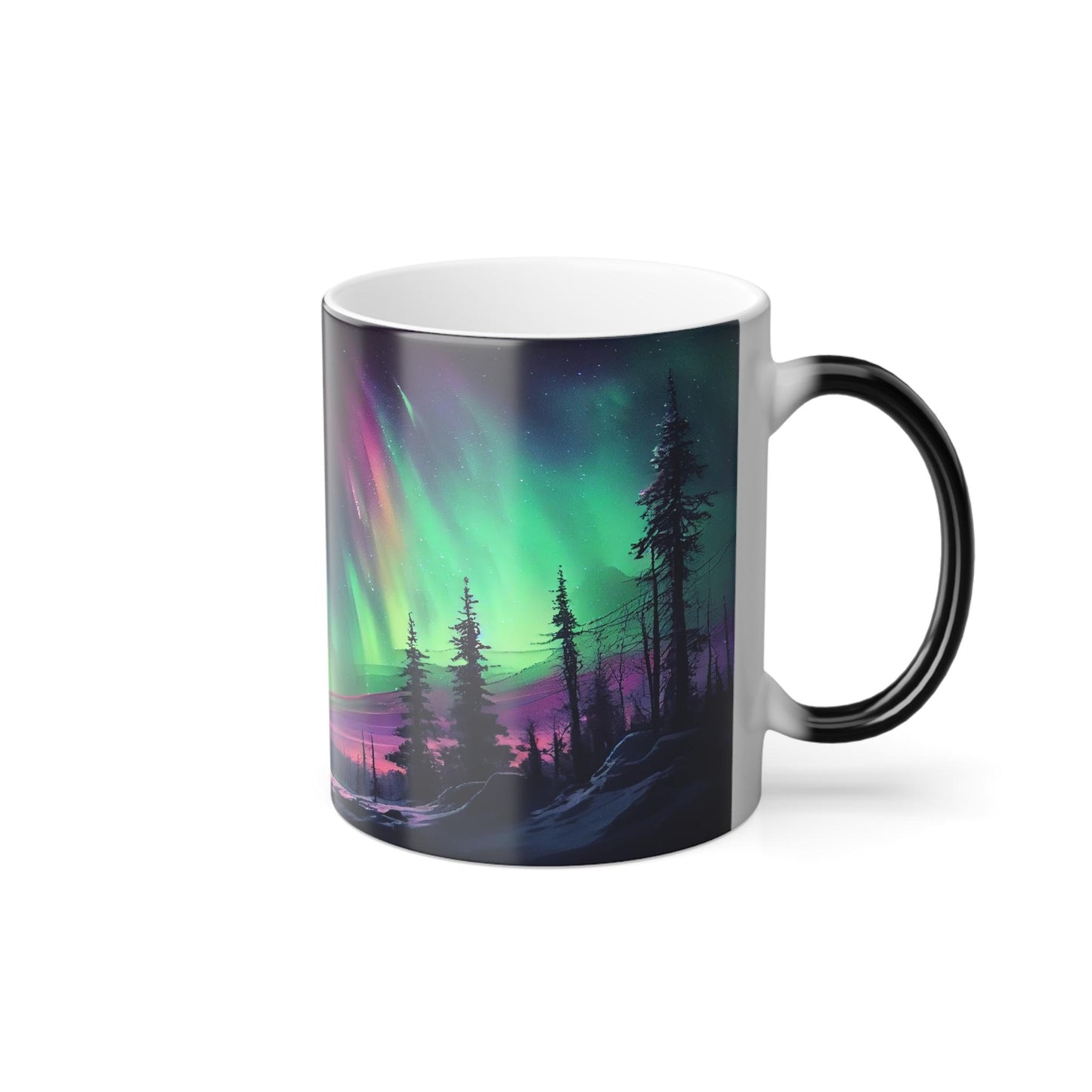 Enchanting Aurora Borealis Heat Sensitive Mug - Northern Lights Magic Color Morphing Mug 11oz - Heat Reactive Night Sky Coffee Cup - Perfect Gift for Nature Lovers 15