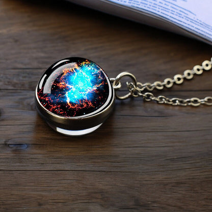 Collier unique en argent nébuleuse galaxie - Bijoux univers - Collier pendentif boule de verre double face - Cadeau parfait pour les amateurs d’astronomie 5