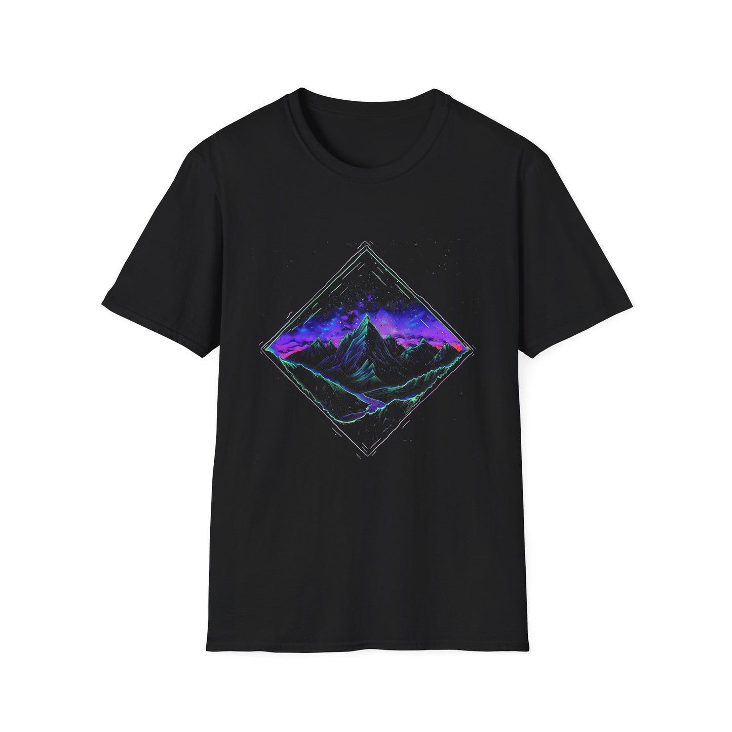 Aurora Borealis Unisex Softstyle T-Shirt - Gildan 64000 - Northern Lights Arctic Mountain River Nature Night Sky Adventure - Autumn Fall T-shirt - Aurora Gift