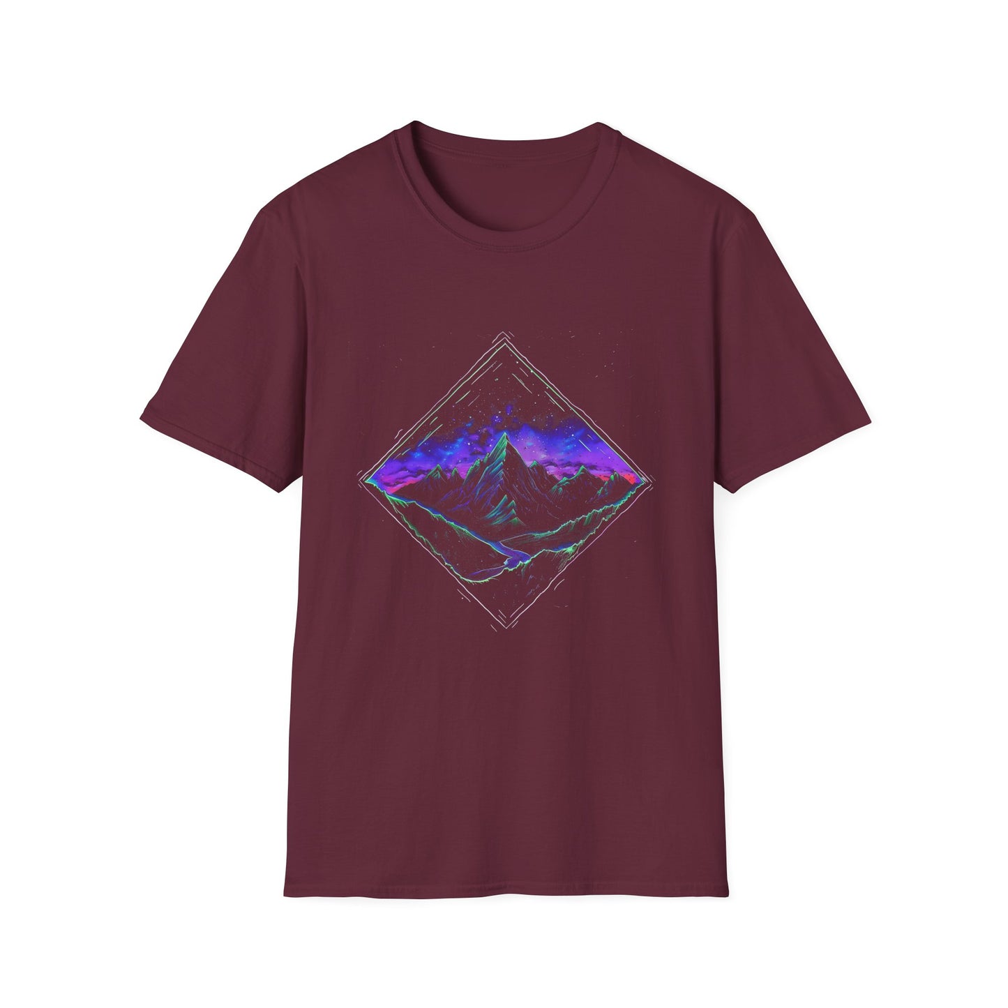 Aurora Borealis Unisex Softstyle T-Shirt - Gildan 64000 - Northern Lights Arctic Mountain River Nature Night Sky Adventure - Autumn Fall T-shirt - Aurora Gift