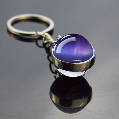 Luminous Aurora Borealis Keyring - Northern Light Jewelry - Unique Double Side Glass Ball Key Chain - Perfect Aurora Lovers Gift