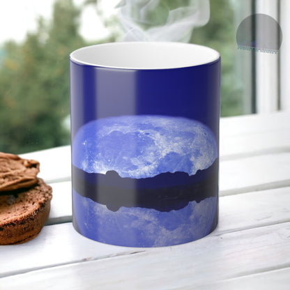 Unveil the Moon: Heat-Sensitive & Scenic Mugs - Pink Purple Blue  Moon Dreams Coffee Mugs