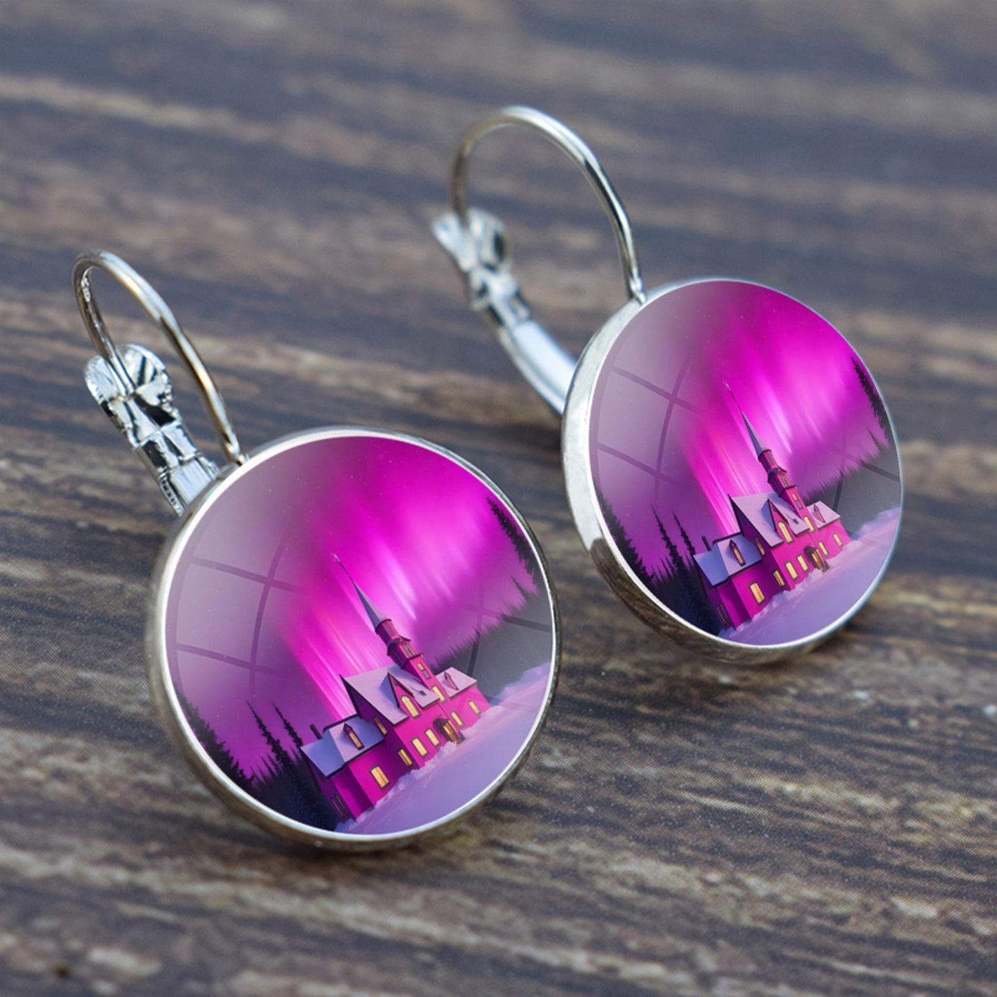 Boucles d’oreilles uniques Aurora Borealis Hook - Bijoux Northern Lights - Boucles d’oreilles Cabochon en verre - Cadeau parfait pour les amoureux des aurores boréales 29 