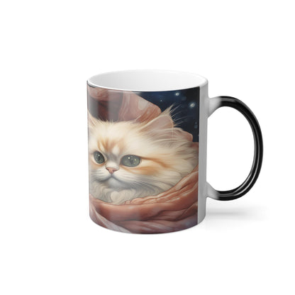 Enchanting Cat Kitten Heat Sensitive Mug - Lovely Pet Magic Morphing Mug 11oz - Coffee Tea Cup - Perfect Gift for Pet Lovers 12