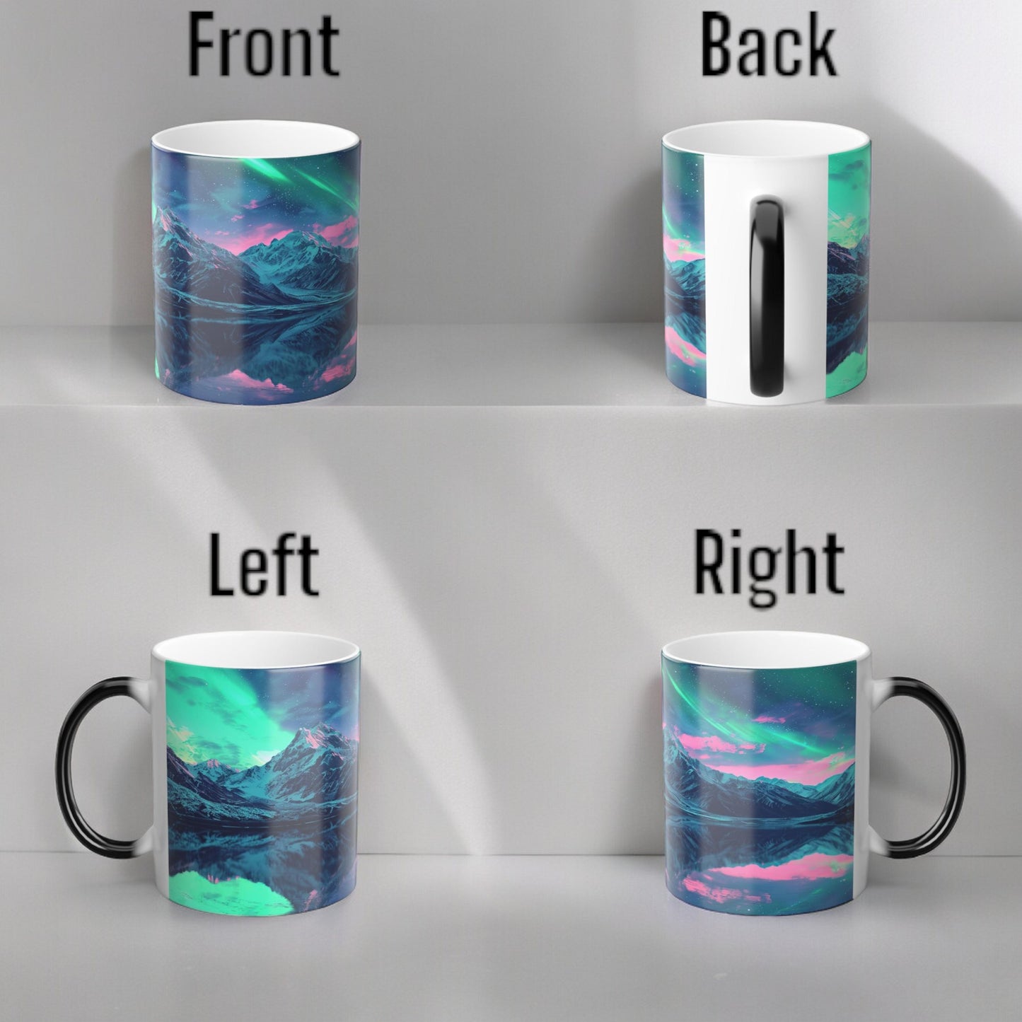 Fortryllende Aurora Borealis varmefølsomt krus - Northern Lights Magic Color Morphing-krus 11 oz - Heat Reactive Night Sky Coffee Cup - Perfekt gave til naturelskere