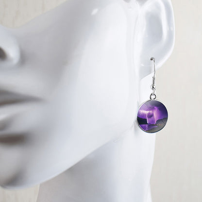 Unique Aurora Borealis Drop Earrings - Northern Lights Jewelry - Glass Cabochon Dangle Earrings - Perfect Aurora Lovers Gift 26