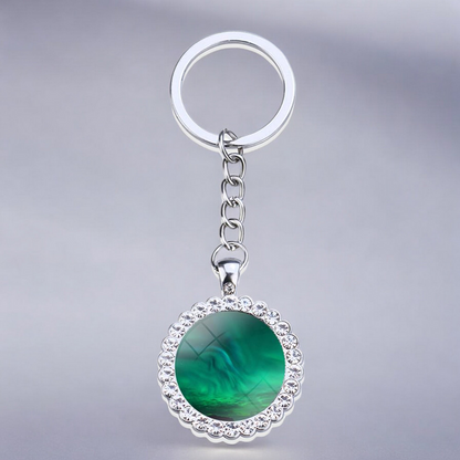 Porte-clés lumineux en argent Aurora Borealis - Bijoux Northern Light - Porte-clés en verre strass - Cadeau parfait pour les amoureux des aurores boréales