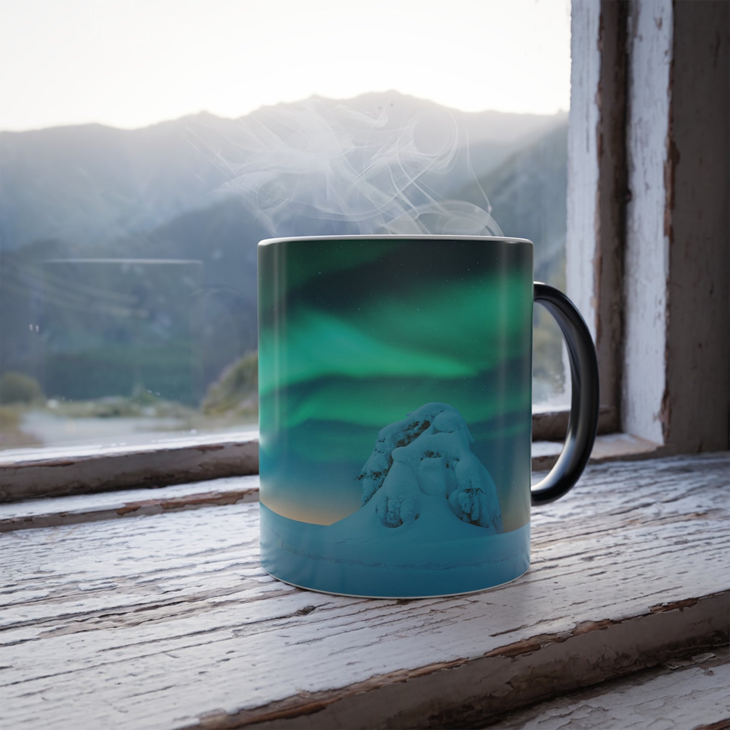 Enchanting Aurora Borealis Heat Sensitive Mug - Northern Lights Magic Color Morphing Mug 11oz - Heat Reactive Night Sky Coffee Cup - Perfect Gift for Nature Lovers 5
