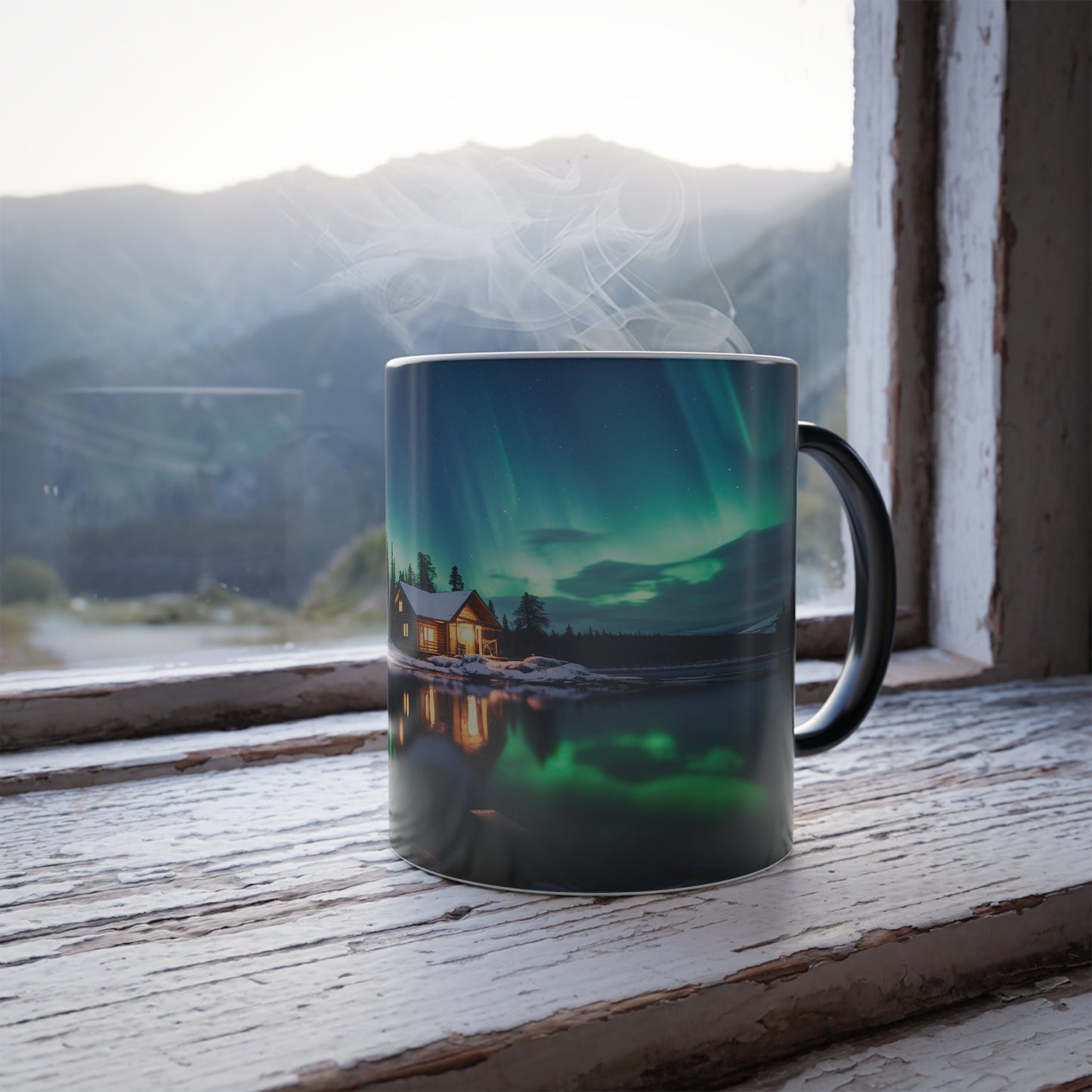Enchanting Aurora Borealis Heat Sensitive Mug - Northern Lights Magic Color Morphing Mug 11oz - Heat Reactive Night Sky Coffee Cup - Perfect Gift for Nature Lovers 10