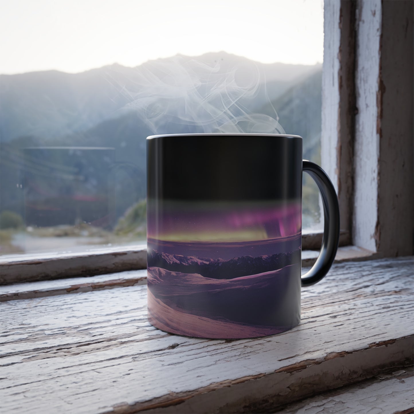 Enchanting Aurora Borealis Heat Sensitive Mug - Northern Lights Magic Color Morphing Mug 11oz - Heat Reactive Night Sky Coffee Cup - Perfect Gift for Nature Lovers 2